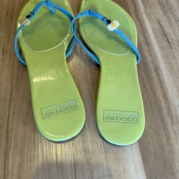 Vintage Dockers Bee Thong Sandals Lime Green Blue Y2K Retro Preppy Women 7-7.5 - Picture 5 of 10